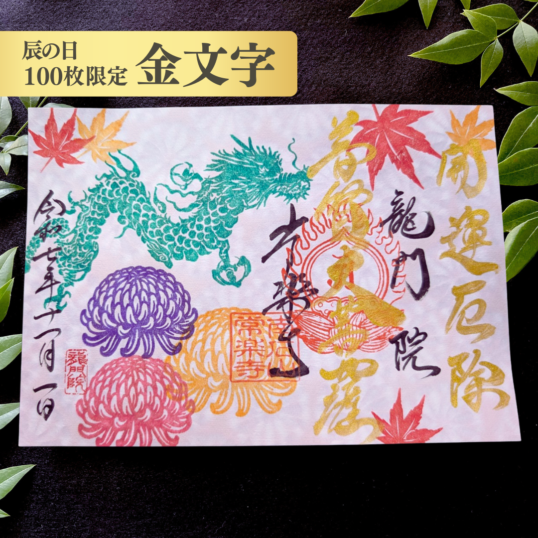 特別御朱印 11月(7日:辰の日限定)「龍守る菊花と舞う紅葉」 金黒2枚セット