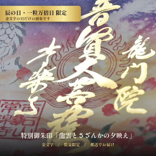 特別御朱印11月・12月「龍雲とさざんかの夕映え」金文字